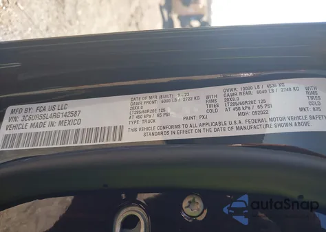 2024 Ram 2500 Limited 4X4 6'4 Box from USA, damaged, VIN 3C6UR5SL4RG142587